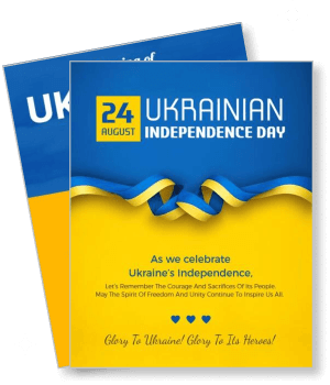 ukrainian independence day celebration poster august 24 blue yellow ribbon design template