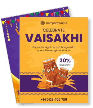 vaisakhi celebration poster design with dhol and discount offer template