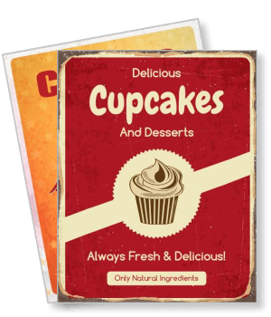 vintage style cupcakes desserts poster fresh delicious design template