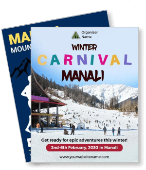 winter carnival manali 2030 event poster for adventure travel and snow activities template