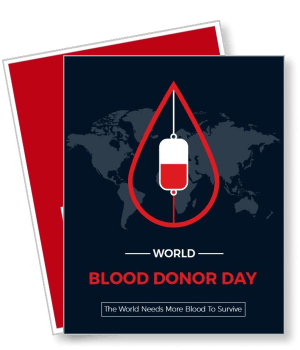 world blood donor day awareness poster design with blood drop and globe background template