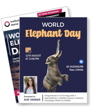 world elephant day event poster with elephant and speaker details template