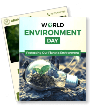 world environment day poster protecting our planet green leaf lightbulb design template