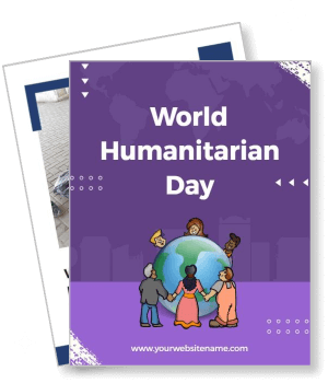 world humanitarian day celebration poster with people holding globe template