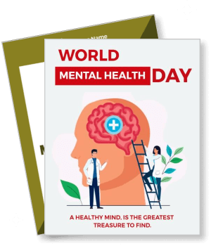 world mental health day awareness poster with brain and health professionals template