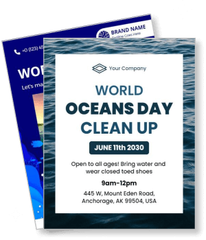 world oceans day clean up flyer eco event anchorage june 11 2030 template