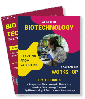 world of biotechnology online workshop poster with key highlights and dates template