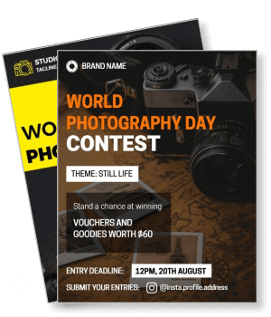 world photography day contest poster still life theme cameras vouchers prizes template