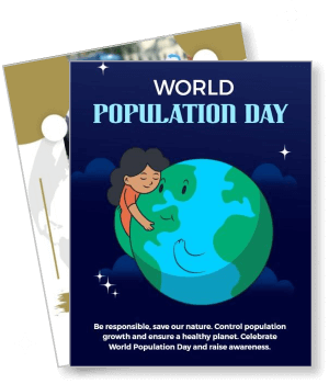 world population day poster with earth and girl promoting awareness template