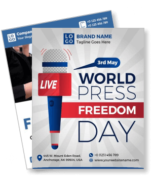 world press freedom day event flyer with microphone design template