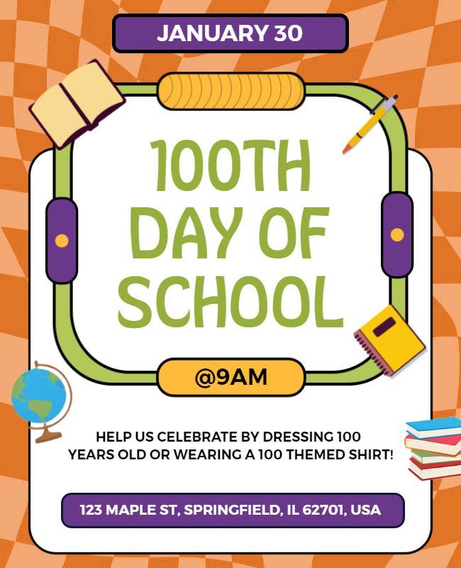 100th Day of School Flyer Template