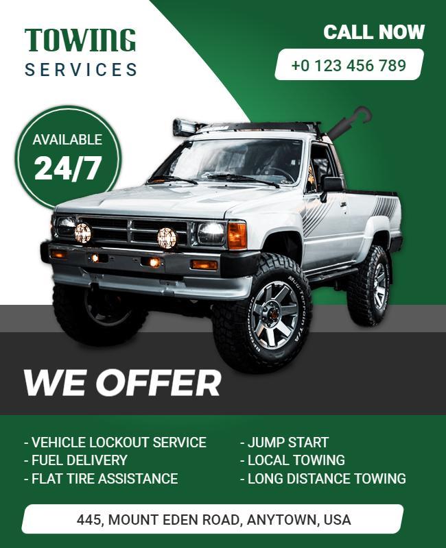 247 Emergency Vehicle Towing Services Flyer Template