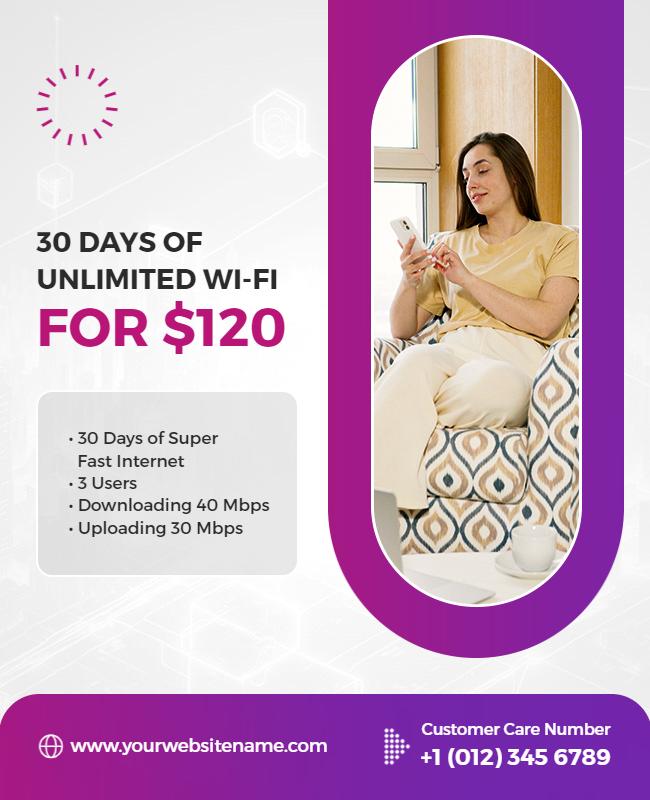 30 Days Unlimited Wi Fi Promotion Flyer Template