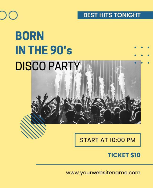 90s Themed Disco Party Event Flyer Template