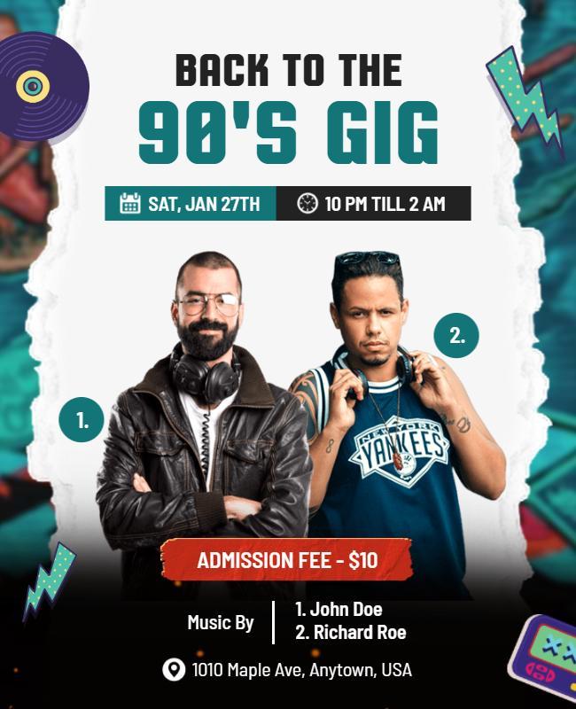 90s Themed Music Gig Event Flyer Template