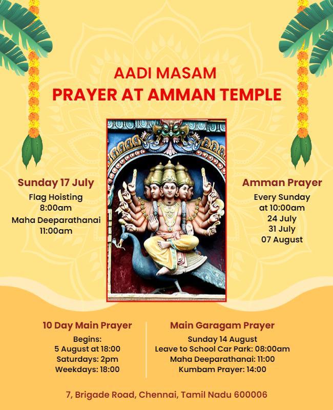 Aadi Masam Temple Prayer Event Flyer Template