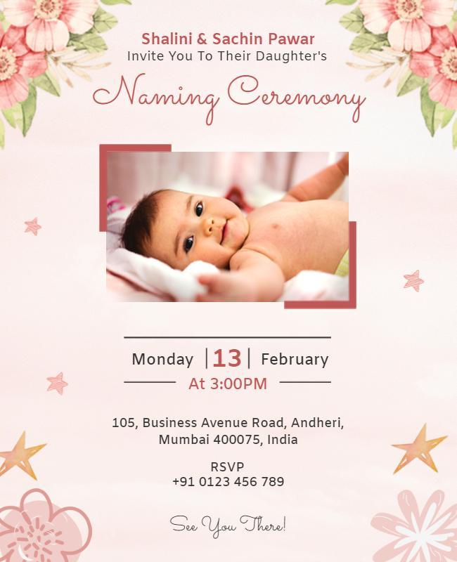 Adorable Baby Naming Ceremony Invitation Flyer Template