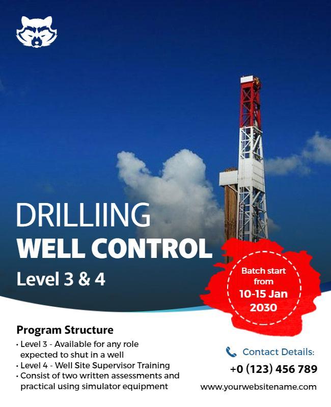 Advanced Drilling Well Control Training Flyer Template