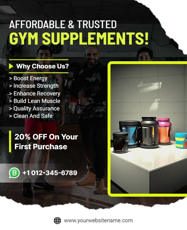 Affordable Gym Supplements Promotional Flyer Template