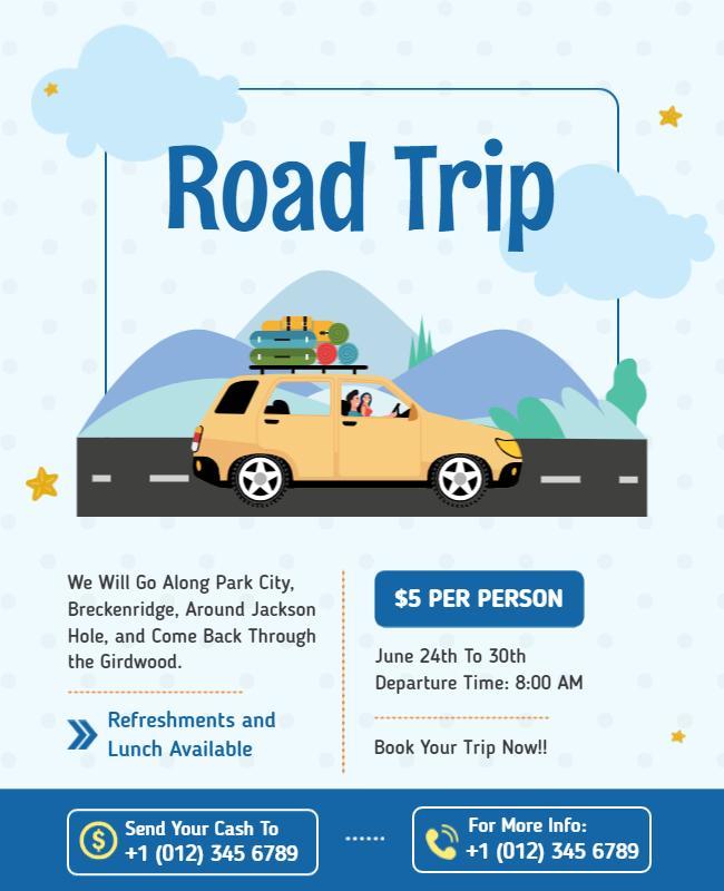 Affordable Summer Road Trip Adventure Flyer Template