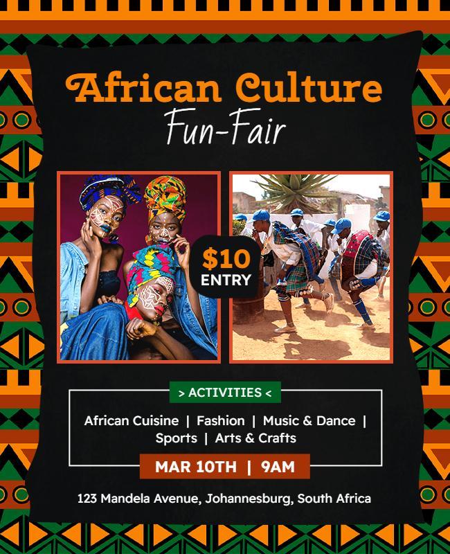 African Culture Fun Fair Event Flyer Template