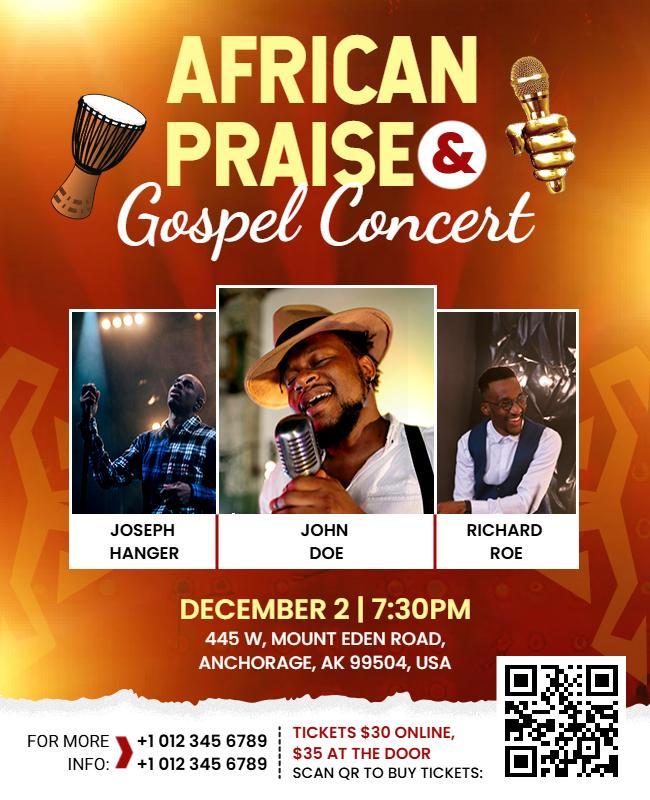 African Praise and Gospel Music Concert Flyer Template