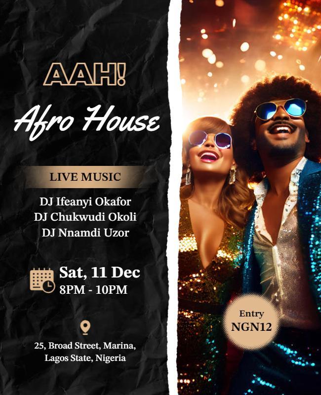 Afro House Live Music Event Flyer Template