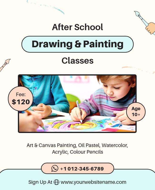 After School Art Painting Classes Flyer Template