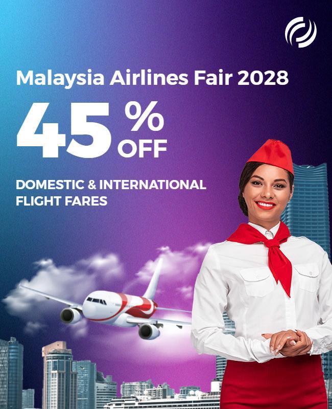 Airline Fare Discount Promotion Flyer Template