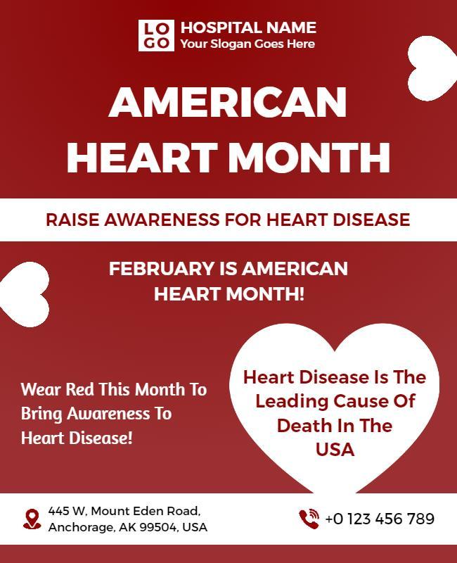 American Heart Month Awareness Flyer Template