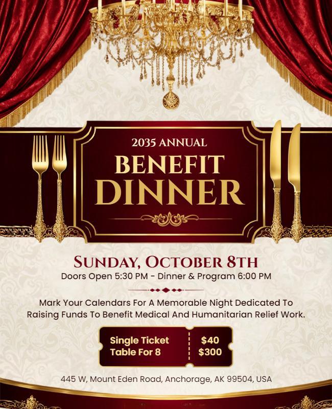 Annual Benefit Dinner Fundraiser Event Flyer Template