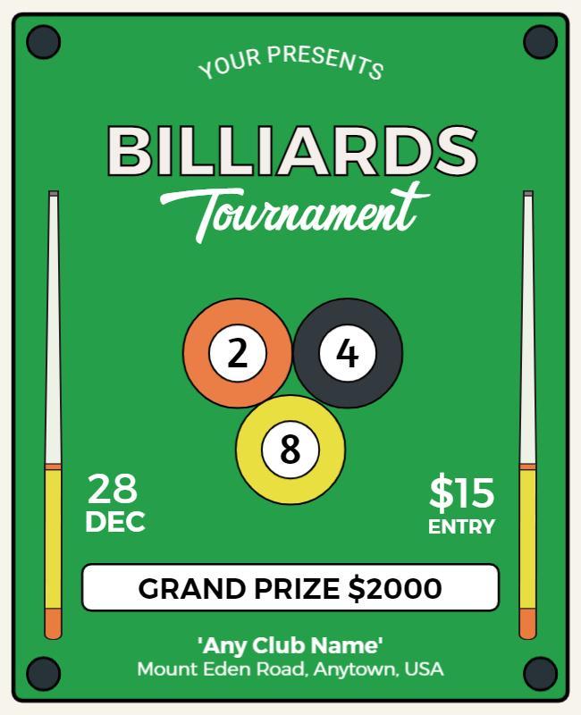 Annual Billiards Tournament Event Flyer Template