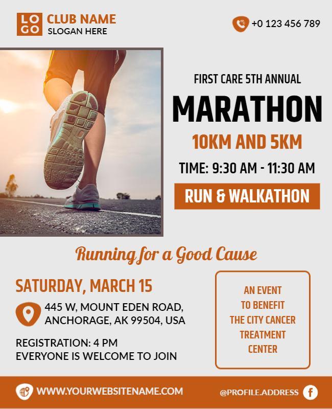 Annual Charity Marathon and Walkathon Event Flyer Template