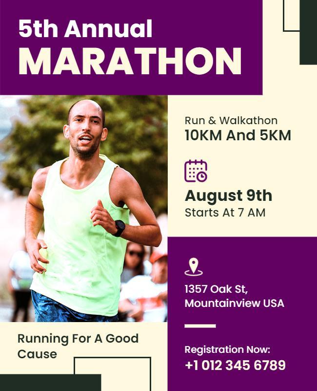 Annual Charity Marathon Event Flyer Template