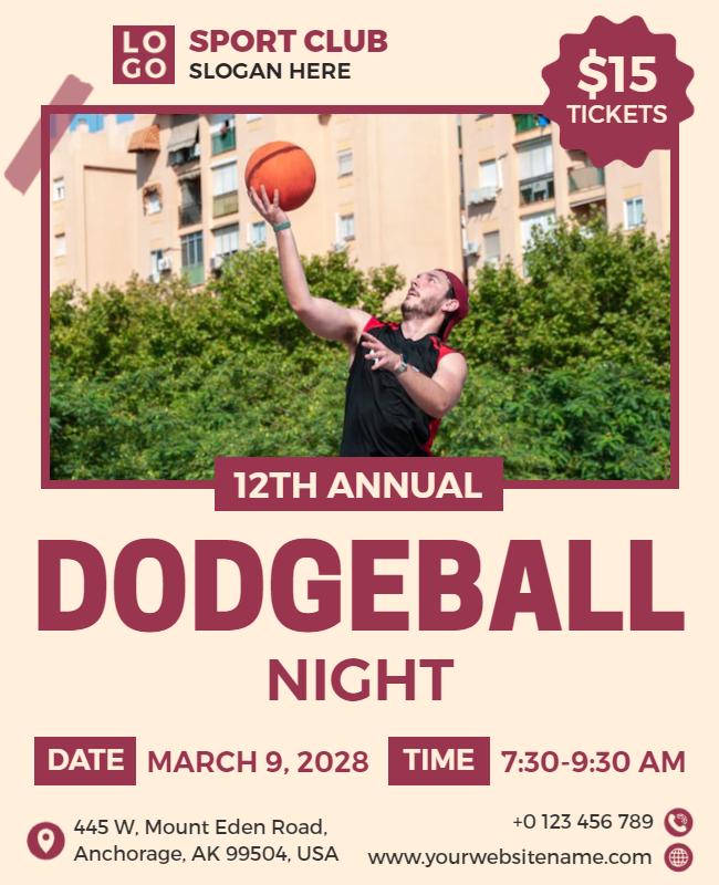 Annual Dodgeball Night Sports Event Flyer Template