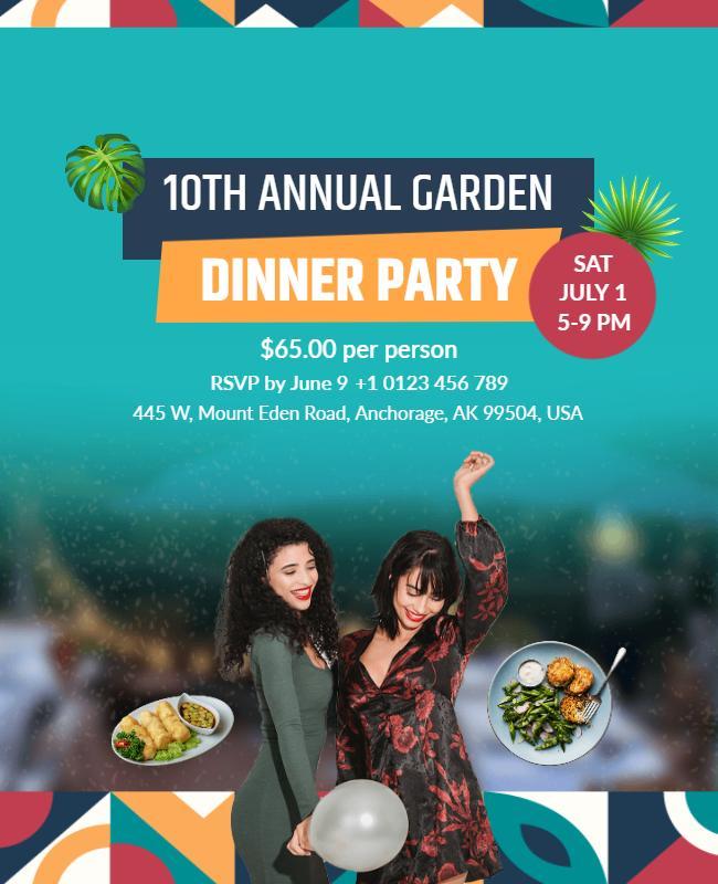 Annual Garden Dinner Party Celebration Flyer Template