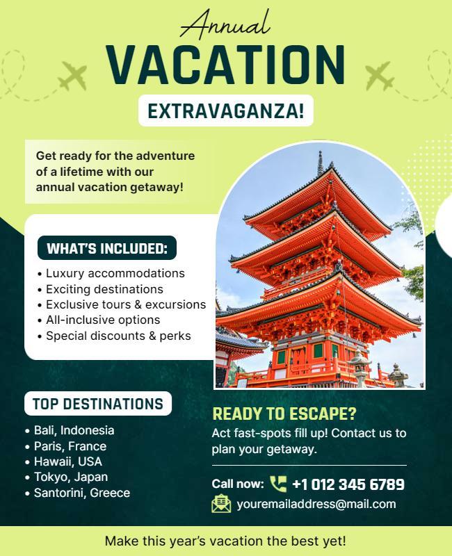 Annual Vacation Extravaganza Travel Flyer Template