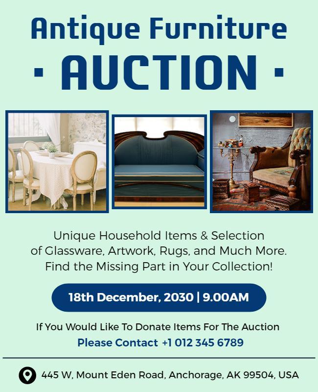 Antique Furniture Auction Event Flyer Template