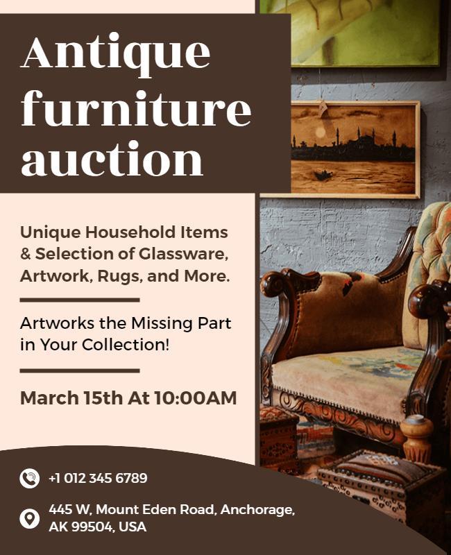 Antique Furniture Auction Event Flyer Template