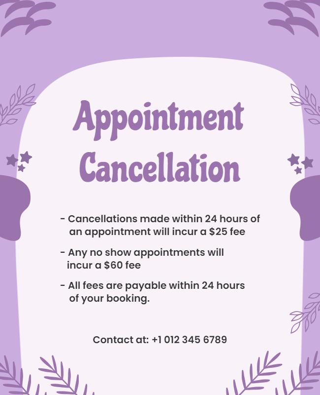 Appointment Cancellation Policy Notification Flyer Template