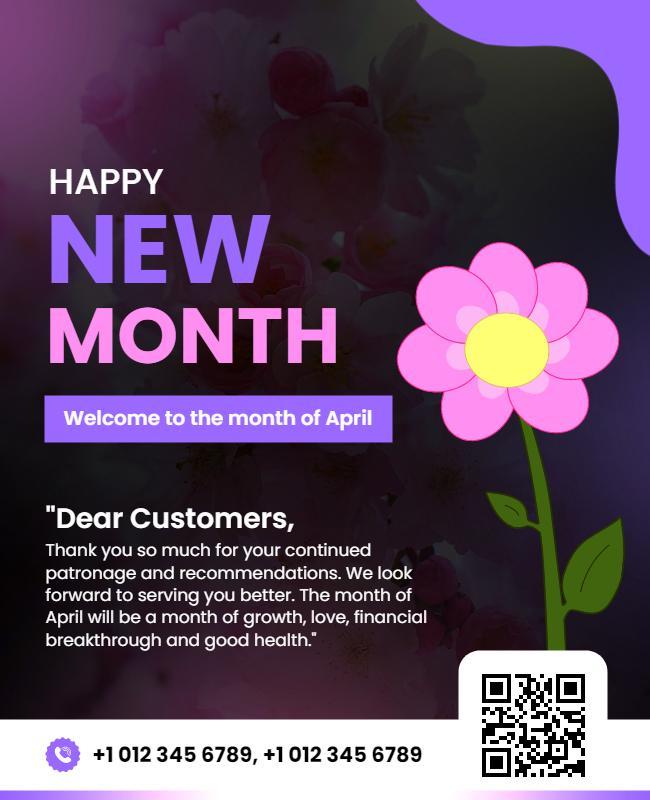 April New Month Celebration Flyer Template