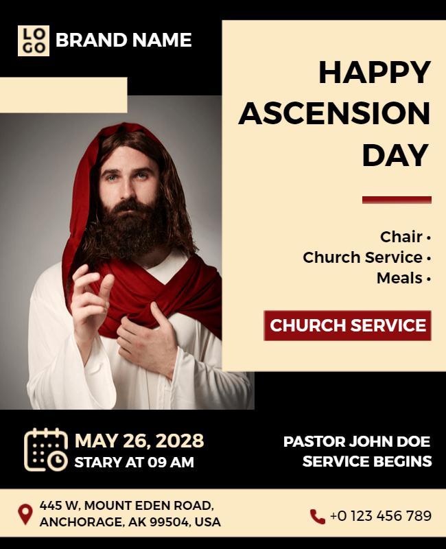 Ascension Day Church Service Event Flyer Template