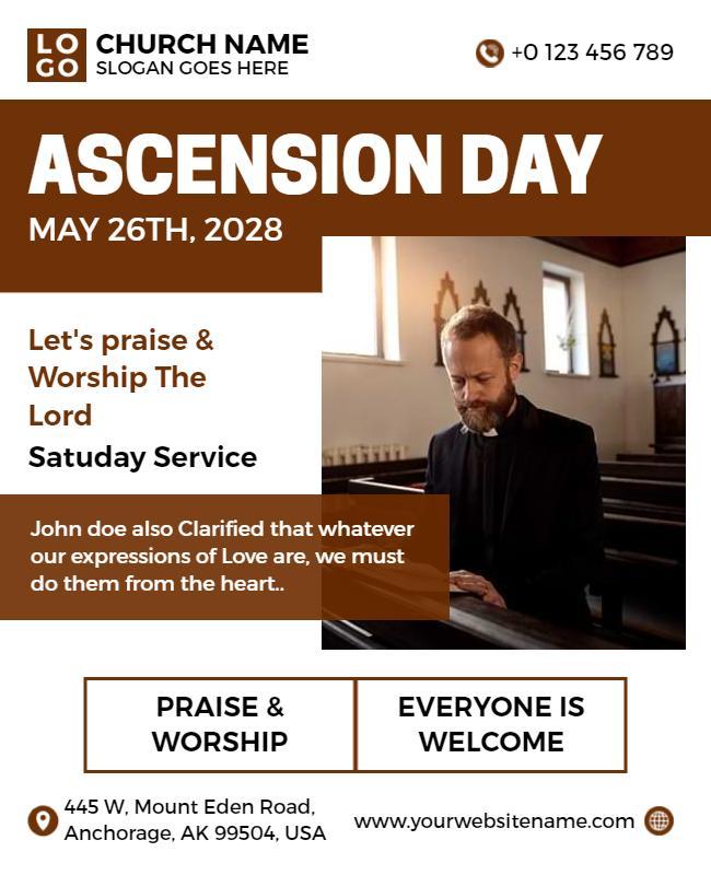 Ascension Day Church Service Flyer Template