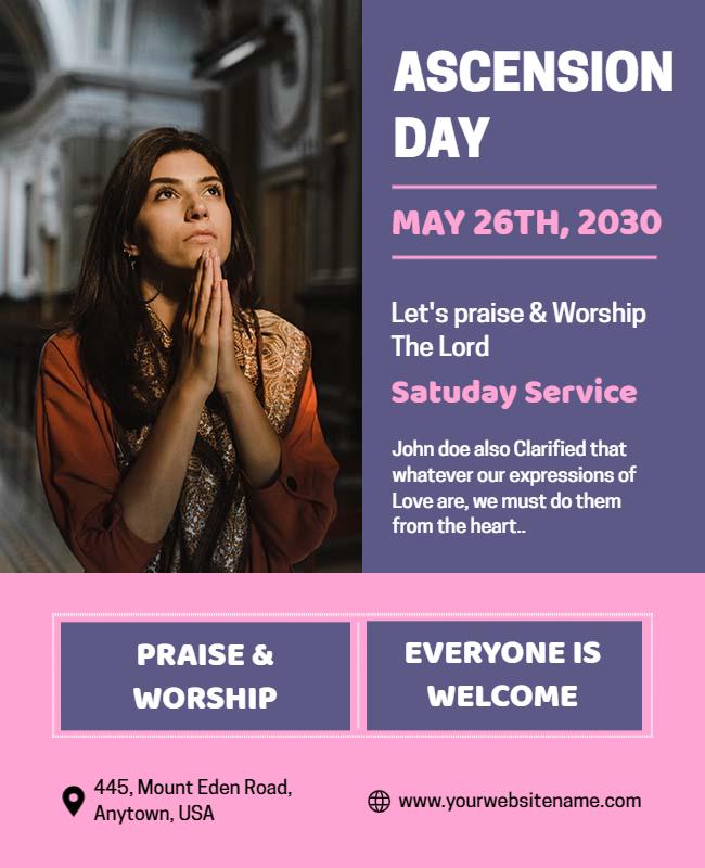 Ascension Day Worship Service Flyer Template