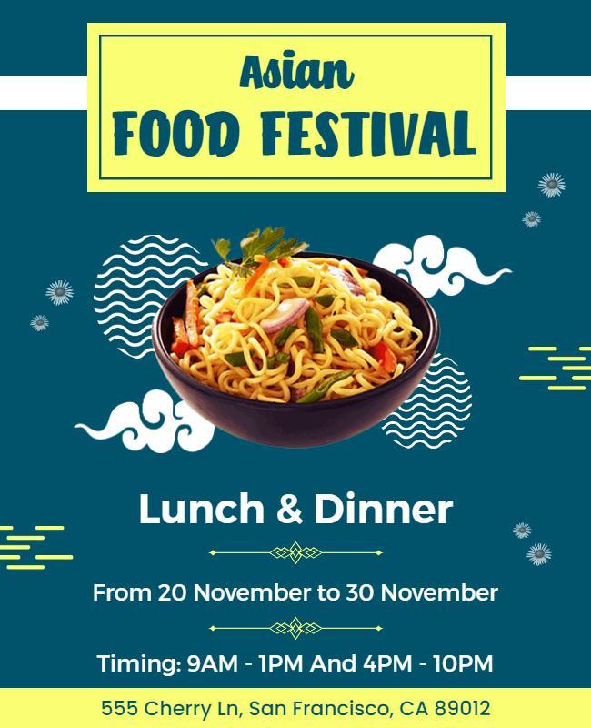 Asian Food Festival Lunch and Dinner Flyer Template