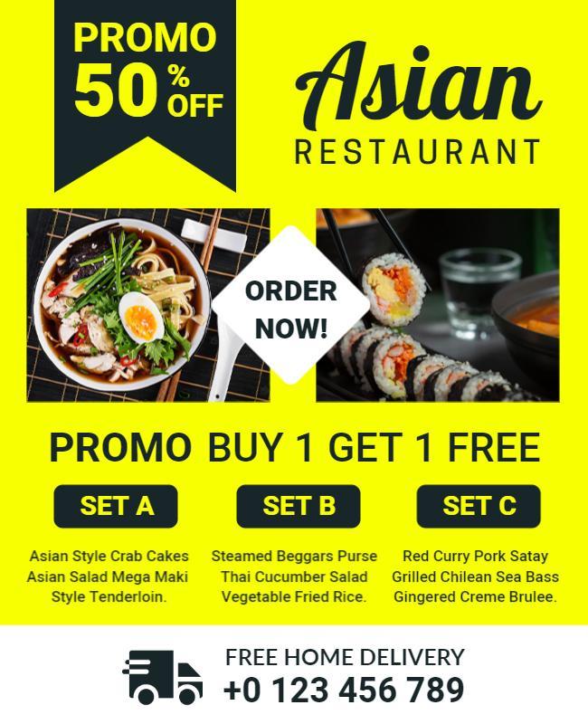 Asian Restaurant Promotional Sale Flyer Template