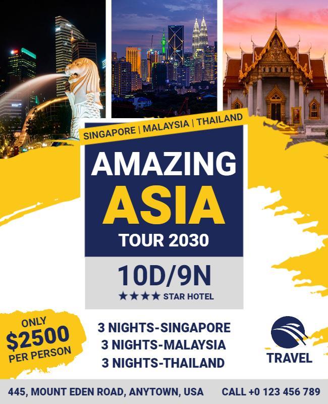 Asian Tour Package Travel Flyer Template