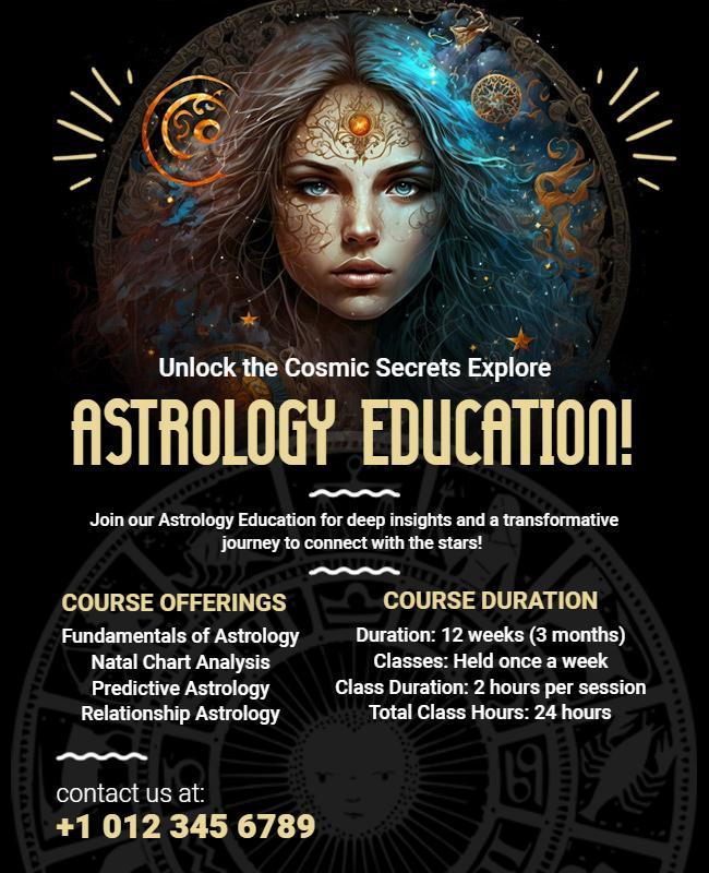 Astrology Education Course Details Flyer Template