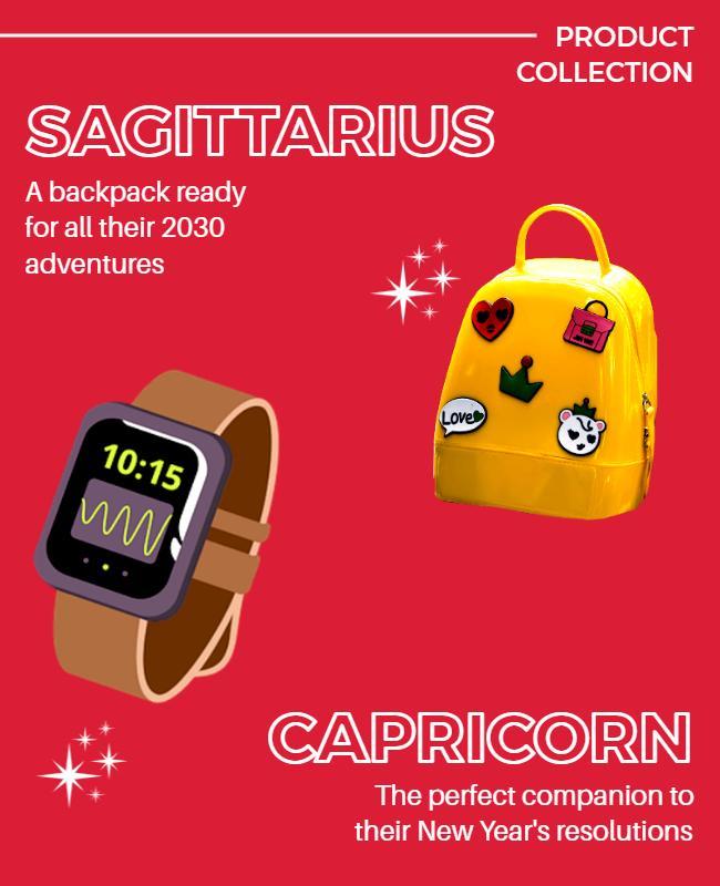 Astrology Themed Backpack and Watch Product Flyer Template