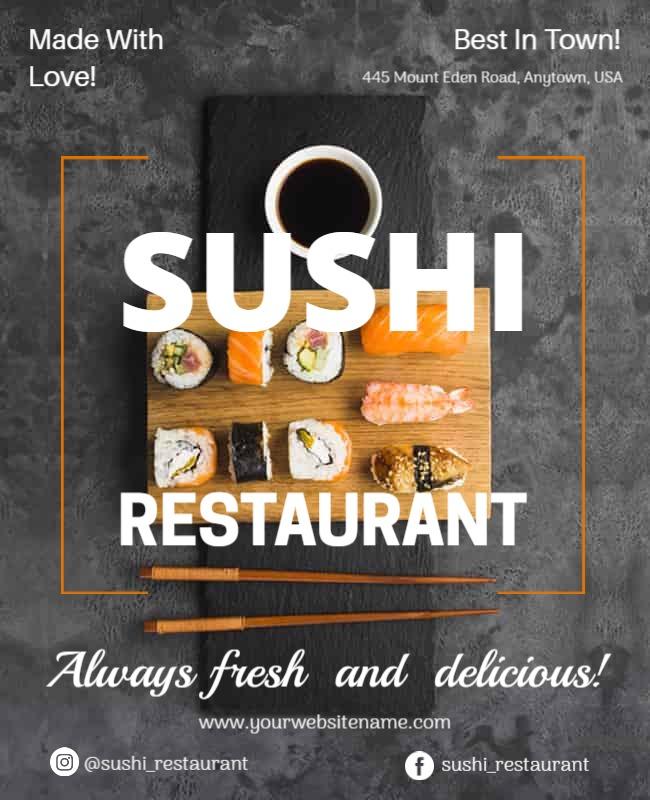 Authentic Sushi Restaurant Promotional Flyer Template